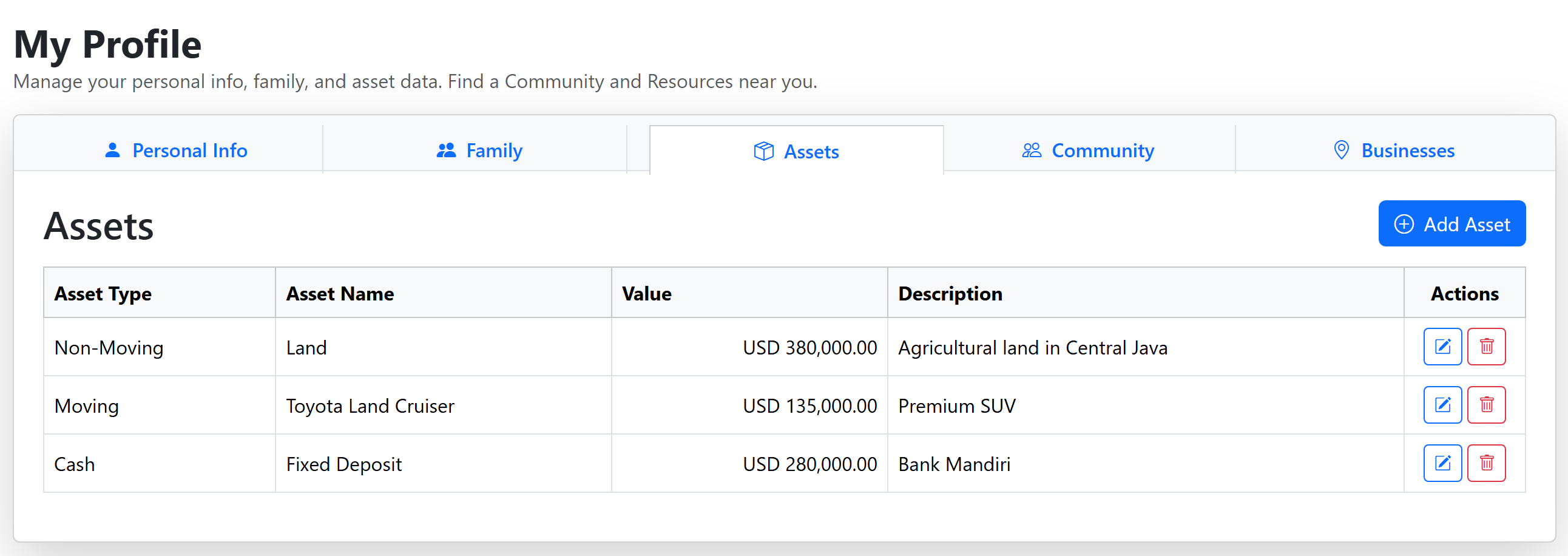 My Assets Screenshot